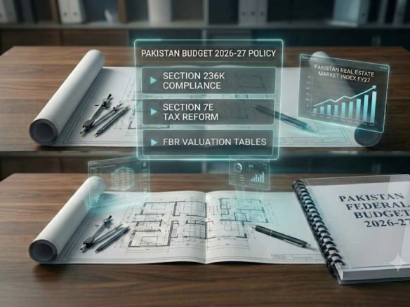 Pakistan real estate budget 2026-27 policy breakdown with tax code reforms on a blueprint.